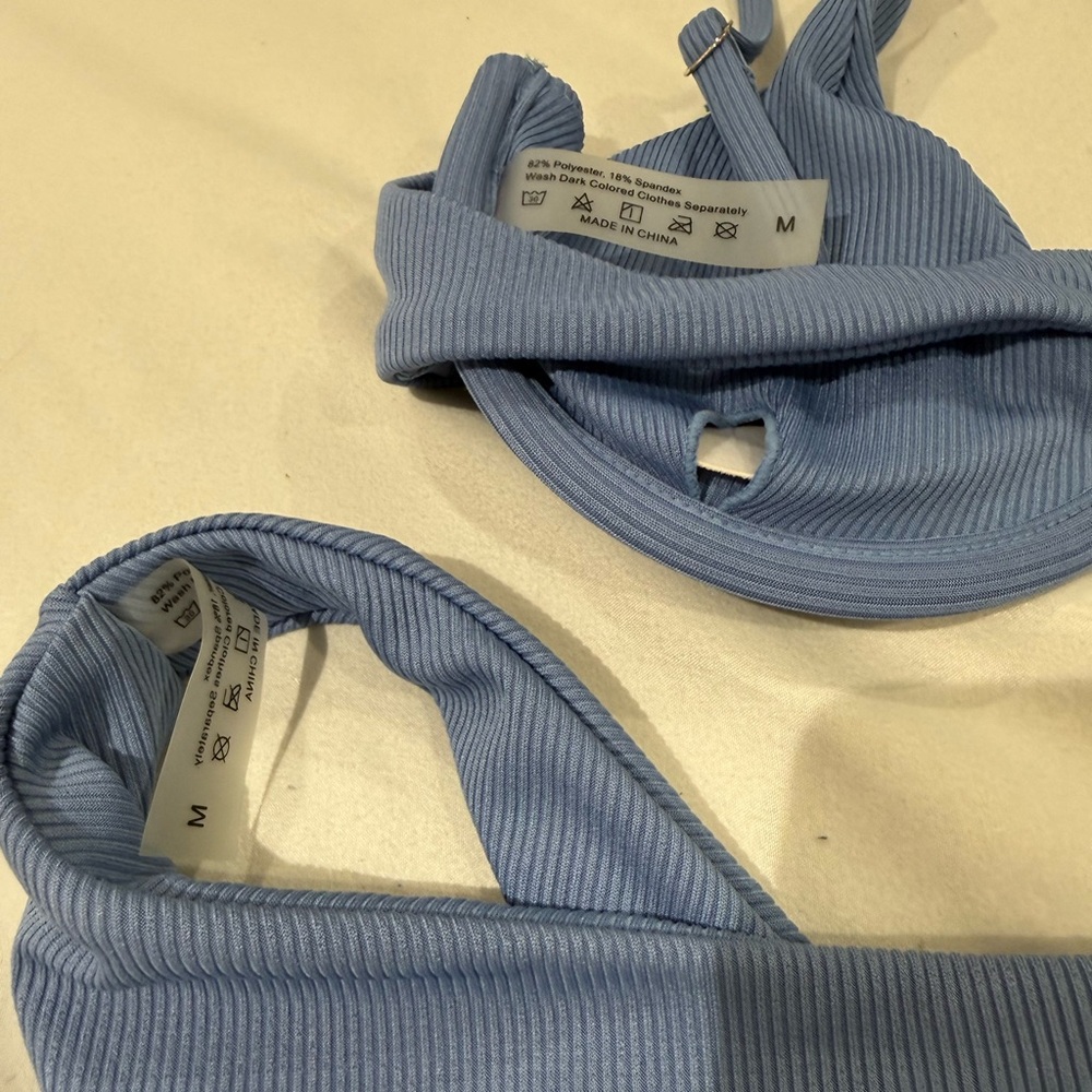 Blue Ribbed Bikini Set - Picture 4 of 4